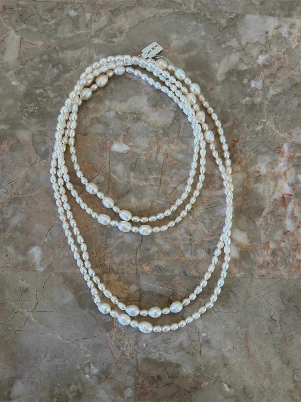 White Freshwater Pearl 33” Beaded Strand Necklace